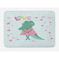 thumbnail image 1 of Gator Bath Mat, Cartoon Female Crocodile with Polka Dotted Dress and Love Typography Hearts, Plush Bathroom Decor Mat with Non Slip Backing, 29.5" X 17.5", Multicolor, by Ambesonne, 1 of 2