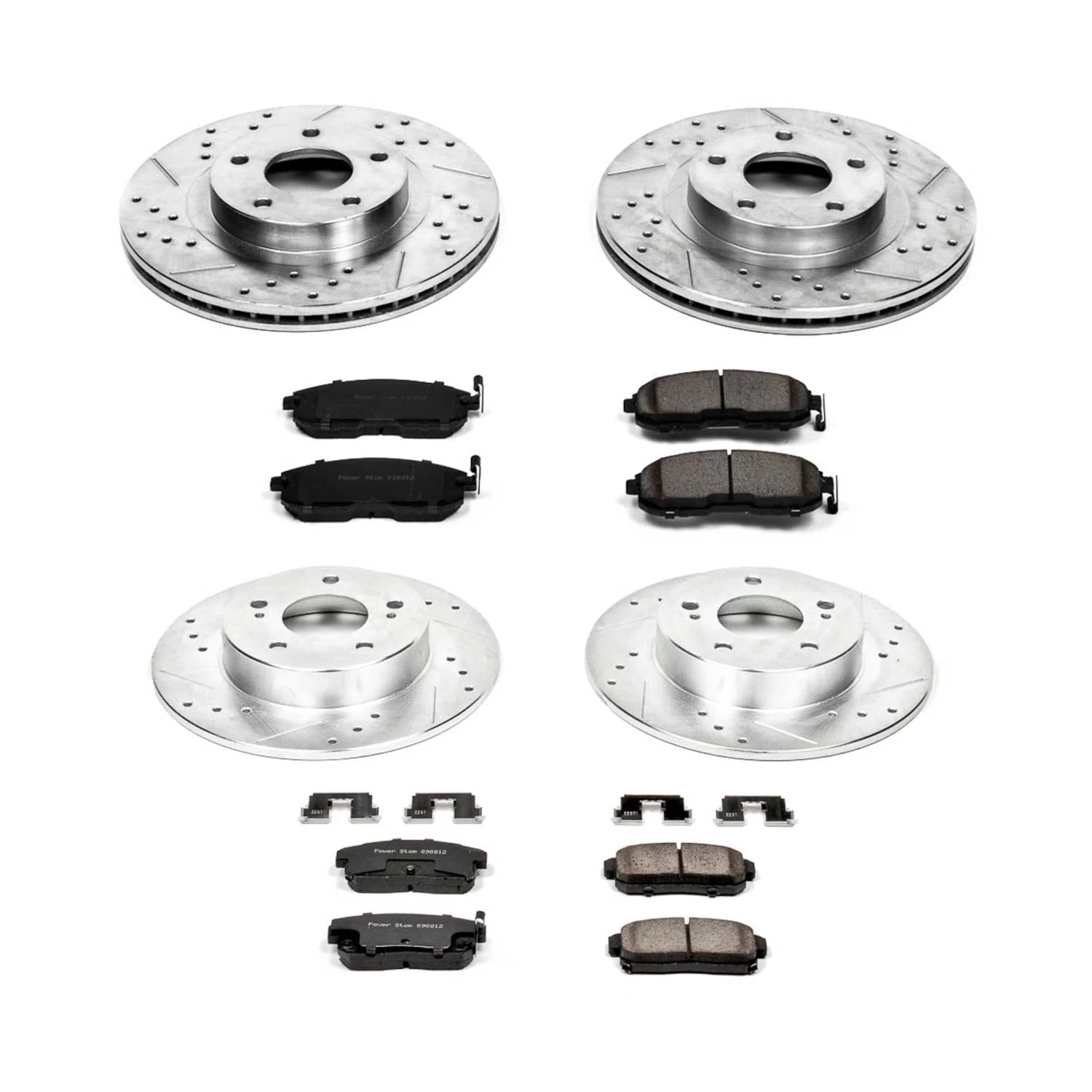 PowerStop Front and Rear Z23 Evolution Sport Carbon-Fiber Ceramic Brake Pad and Drilled & Slotted Rotor Kit Fits: INFINITI NISSAN Select Models K2706