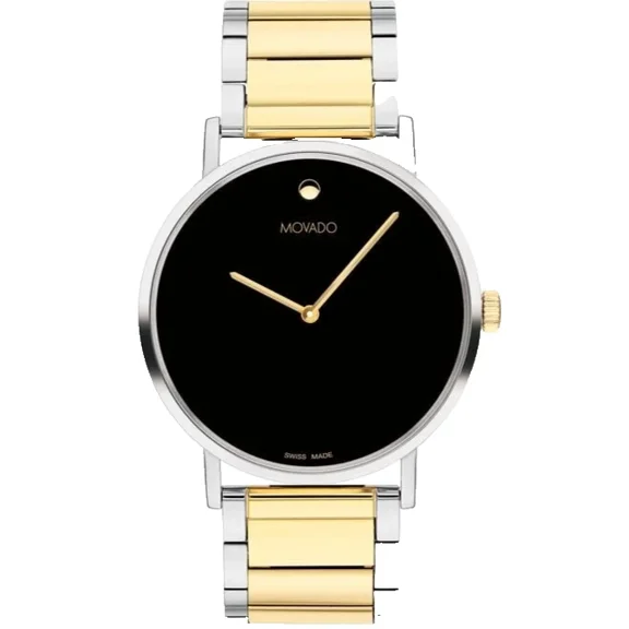 Movado Signature 0607594 Black Dial Stainless Steel Bracelet 40MM Mens Watch