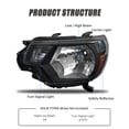 thumbnail image 3 of ADCARLIGHTS Headlights for 2012 2013 2014 2015 Toyota Tacoma Headlight Assembly compatible with 12 13 14 15 Toyota Tacoma Headlamp Black Housing Amebr Reflector Driver and Passenger Side, 3 of 9