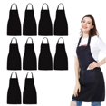 thumbnail image 3 of Paquete de 10 delantales con pechera, delantal unisex negro a granel con 2 bolsillos espaciosos, lavable a máquina para manualidades de cocina, 3 of 5