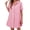 Pink, variant on Summer Short Sleeve Solid Collared Button Down A Line Casual Loose Mini Shirt Dress