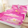 thumbnail image 3 of Feelyou Dreamy Cloud Galaxy Bed Sheets, Cartoon Stars Print King Sheets, Watercolor Pink Sheet Set, Lightweight Room Decor, 4 Pieces, 3 of 7