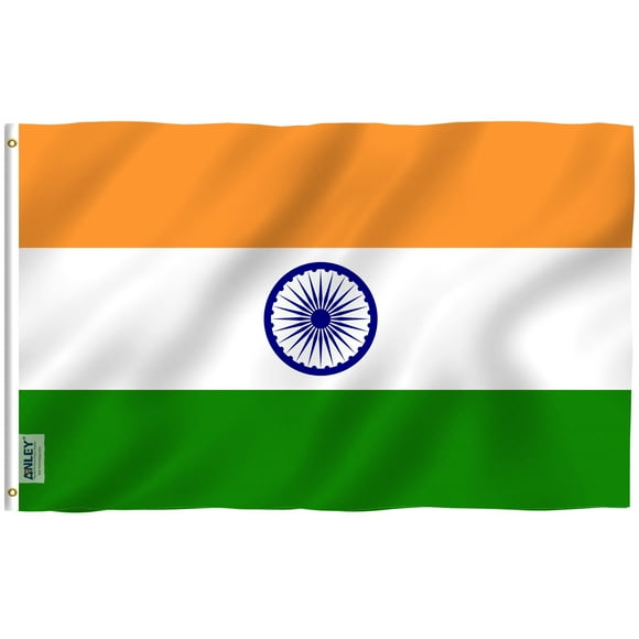 ANLEY Fly Breeze 90 x 150 cm Bandera India - Colores Vivos y Resistentes a Rayos UVA - Bordes Reforzados con Lona y Doble Costura - Nacional Indio Banderas Poliéster con Ojales de Latón