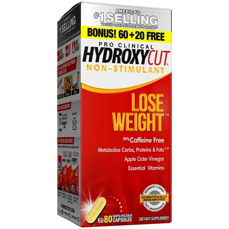 Hydroxycut Pro Clinical Caffeine Free Weight Loss Pills, 80 Ct Bonus