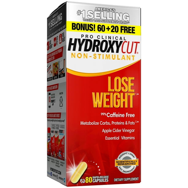 Hydroxycut Pro Clinical Caffeine Free Weight Loss Pills, 80 Ct Bonus