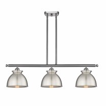 516-3I-SN-M14-SN Innovations Lighting Adirondack - 3 Light Stem Hung Island In Art Deco Style-11 Inches Tall and 36 Inches Wide-Brushed Satin Nickel