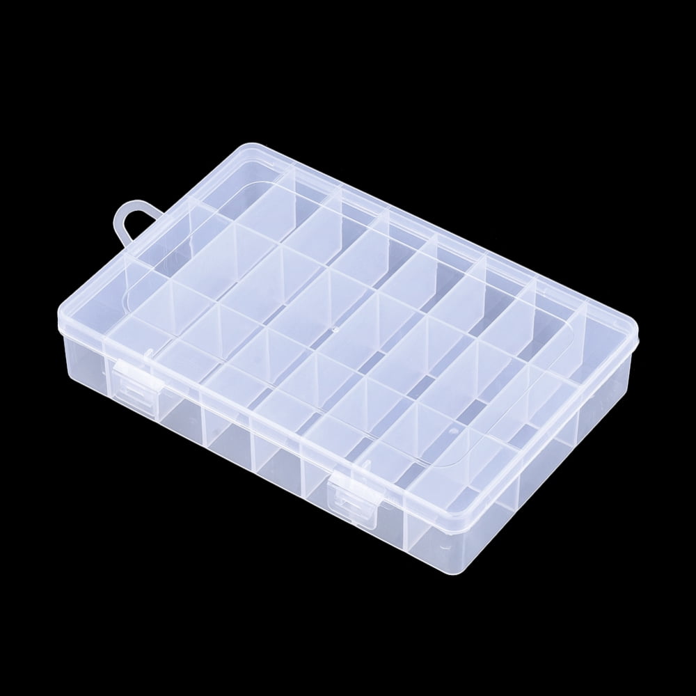 5pcs Plastic Bead Storage Containers 24 Compartments Rectangle Clear 19.5x13x3.6cm Hole: 10x15.5mm Compartment: 22x41mm