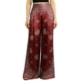 thumbnail image 3 of LIBRCLO Womens Pants High Waist Satin Printed Pants Wide Leg Loose Comfortable Trousers, 3 of 5