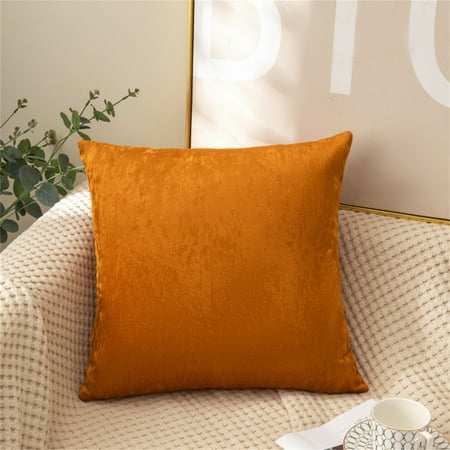 Taibuwu Pack of 2 Decorative Ice Crushed Velvet Throw Pillow Covers Soft Solid Color Seat Back Cushion Cases Square Pillowcases Set for Couch Sofa Bed Car Brown 18 X 18 Inch