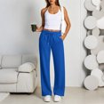 thumbnail image 5 of Women's wide-leg athletic pants, high-waisted loose casual trousers with drawstring, flared athletic pants, jogging pants with pockets,Royal Blue,M, 5 of 5