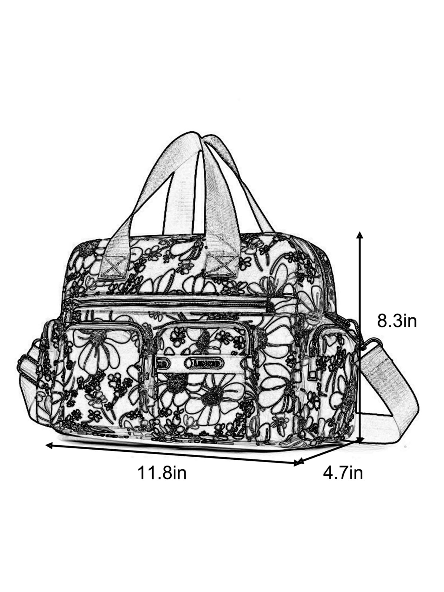 Sanviglor Ladies Handbag Top Handle Shoulder Bags Multi Pockets Portable  Tote Bag Large Capacity Women Crossbody Zipper PU Leather Floral Print Wine