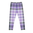 thumbnail image 4 of Odeerbi Kids Girls Leggings Plaid Stretchy Tights Pants Lattice Printed Pants High Waist Stretchy Soft Tights Kids Summer School Wearing Purple, 4 of 5
