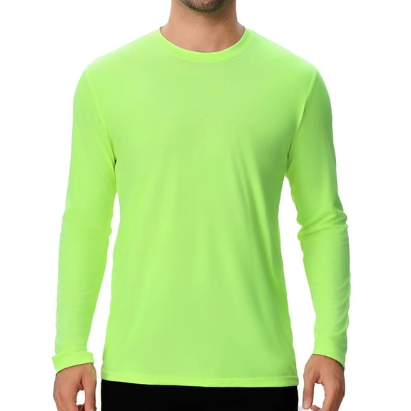 High Visibility Safety Work T-Shirt for Men | Hi Vis Reflective Work Wear Shirts in Long Sleeve Safety Neon Green XL