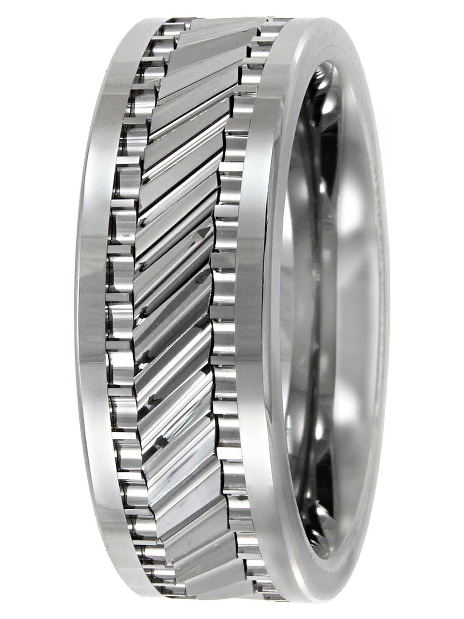 Men's Tungsten 8MM Gear Pattern Wedding Band - Mens Ring