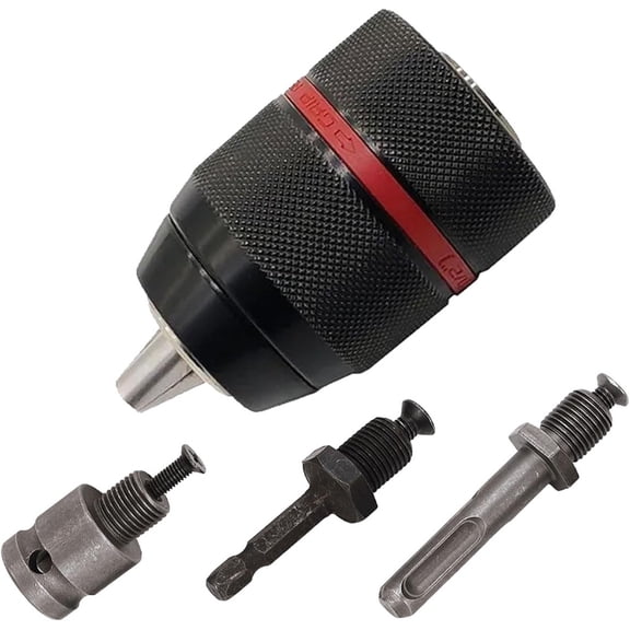 Quick-Change Keyless Drill Chuck with 3 Shanks - 1/2-20UNF, 2-13mm Capacity