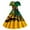 Yellow, variant on Tisuna Black Mardi Gras Long Dress For Women Fashion Print Short Sleeve Crew Neck Dresses Comfortable Loose Ladies Festival Cocktail Dress Size L