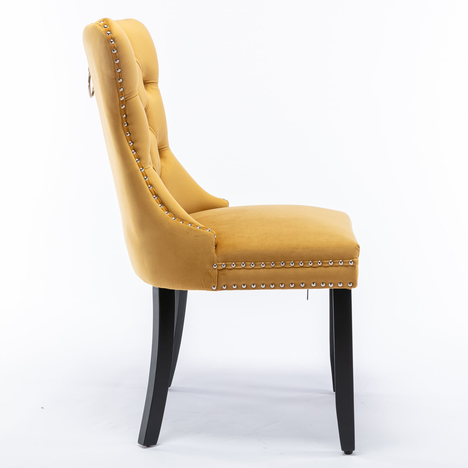 Gewnee 2-Pcs Set High-End Tufted Solid Wood Contemporary Velvet Upholstered Dining Chair with Wood Legs Nailhead Trim