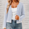 thumbnail image 4 of HCYSFG Womens Crochet Cardigan V Neck Button Front Long Sleeve Hollow Out Cropped Fit Knit Sweater Oktoberfest Layering Tops, 4 of 6