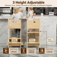thumbnail image 4 of Height Adjustable Toddler Standing Tower - Super Stable Toddler Kitchen Stool Helper with Wooden Barrier - No Falling or Tipping Over (Natural), 4 of 15