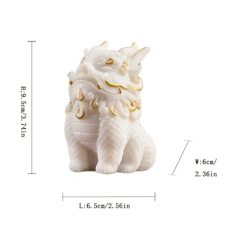 Pi Yao/Pi Xiu Wealth and Blessing Statue - Chinese Mythical Creature Decor with Green/White/ Golden/, Stone Tabletop Decoration,Feng Shui Décor, Home Decoration Figurine,Attract money and Good Luck