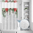 thumbnail image 4 of No Hook Shower Curtain with Built-in Rings - Watercolor Christmas Floral Washable Waterproof Fabric Bathroom Curtains for Hotel,Rentals, Stall 36 X 78 Inch , Grey Winter Botanical Leaf Flowers, 4 of 9
