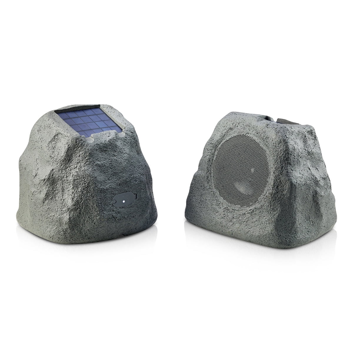 iHome Audio iHRK-500S-PR Solar Powered Rechargeable Bluetooth Outdoor Rock Speakers with TWS Linking - Pair (Gray Slate)