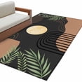 thumbnail image 2 of Boho Moon Washable Area Rugs 3'x5', Modern Bohemian Green Leaves Plant Black Low Pile Throw Living Room Rug Non-Slip Sturdy Edge Binding Carpet for Indoor Entryway Bedside Kitchen, 2 of 9