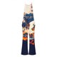 thumbnail image 4 of Gibobby Pantalones cortos Mono largo de estilo playero suelto con estampado hueco lateral y tirantes informales para mujer(Beige， S), 4 of 5