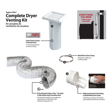 Deflecto Complete 8 Dryer Venting Kit, Water-Resistant