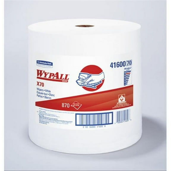 Kimberly-Clark KCC 41600 Wypall X70 Jumbo Rl Rag 12.5X13.4 white 1/870