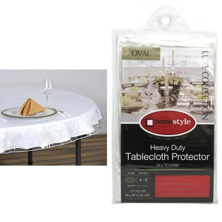 - Oval Window Clear Vinyl Tablecloth Protector Heavy Plastic Table Cover 54 X 72