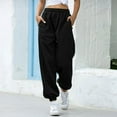thumbnail image 2 of Pantalones de correr con cintura elástica, pantalones deportivos largos para mujer, pantalones holgados de Color sólido XL, 2 of 2
