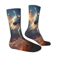 thumbnail image 4 of Yiaed Starry Light White Horse Print Great elasticity Crew Socks Sports socks for Men and Women, 4 of 5
