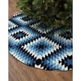 thumbnail image 2 of Blue Southwest Aztec Christmas Tree Skirt 48 Inches Large Christmas Skirt Tree, Boho Village Morocco Abstract Art Tree Skirt Christmas Decorations for Fireplace Party Holidays Indoor Outdoor, 2 of 7
