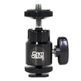 thumbnail image 1 of cam caddie 360 degree metal/steel mini ball head with lock and hot shoe adapter - most versatile ball head available with all 3 mounting options: flash shoe,   20 threaded post +  -20 socket, 1 of 2