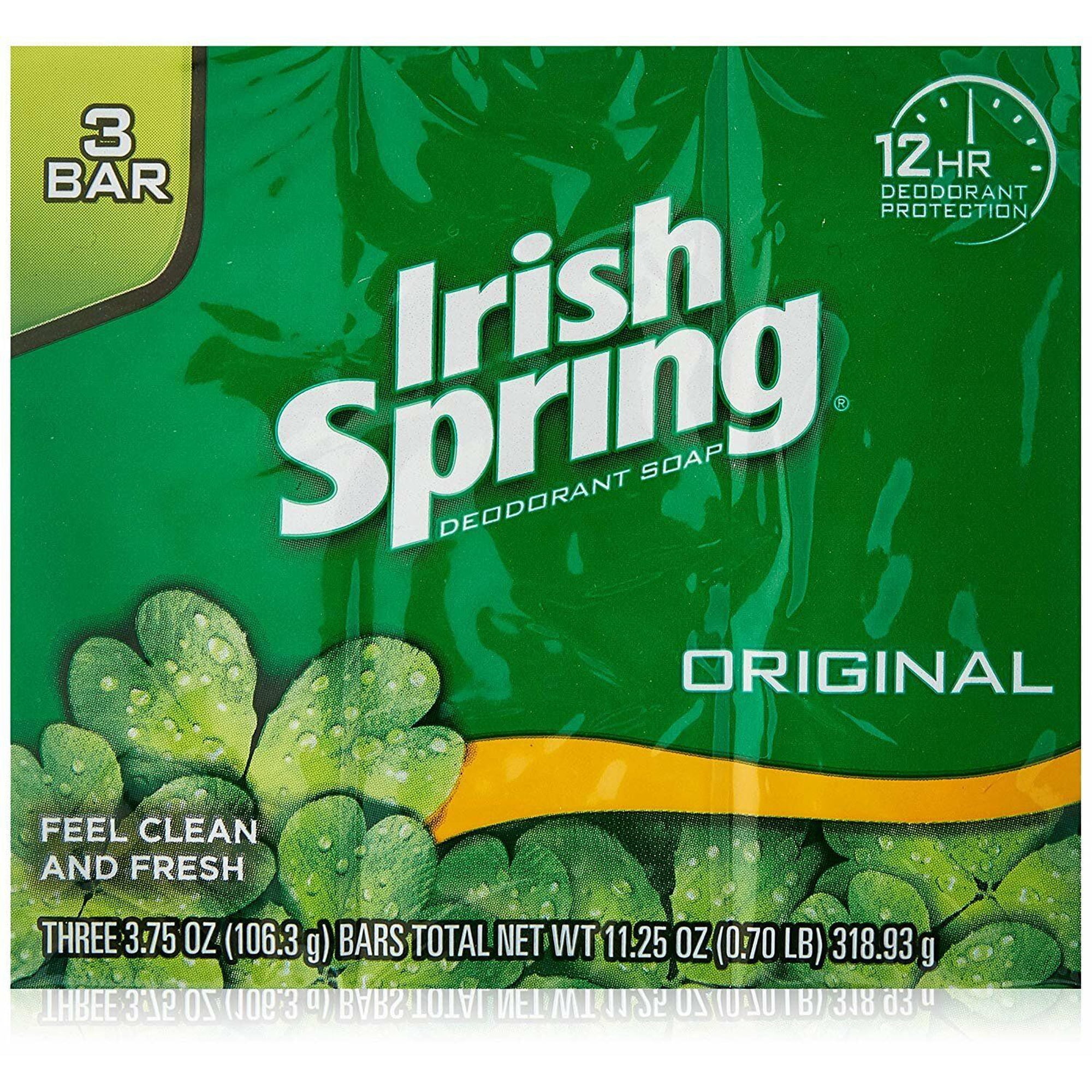 Irish Spring Aloe Bar Deodorant Soap, Feeling Clean & Fresh, 3 ct, 2-Pack