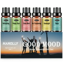 Hanolly GOOD MOOD Blend Essential Oils Set for Diffuser, Humidifier, Aromatherapy, Massage, Soap, Candle Making -10 ml/6 pack