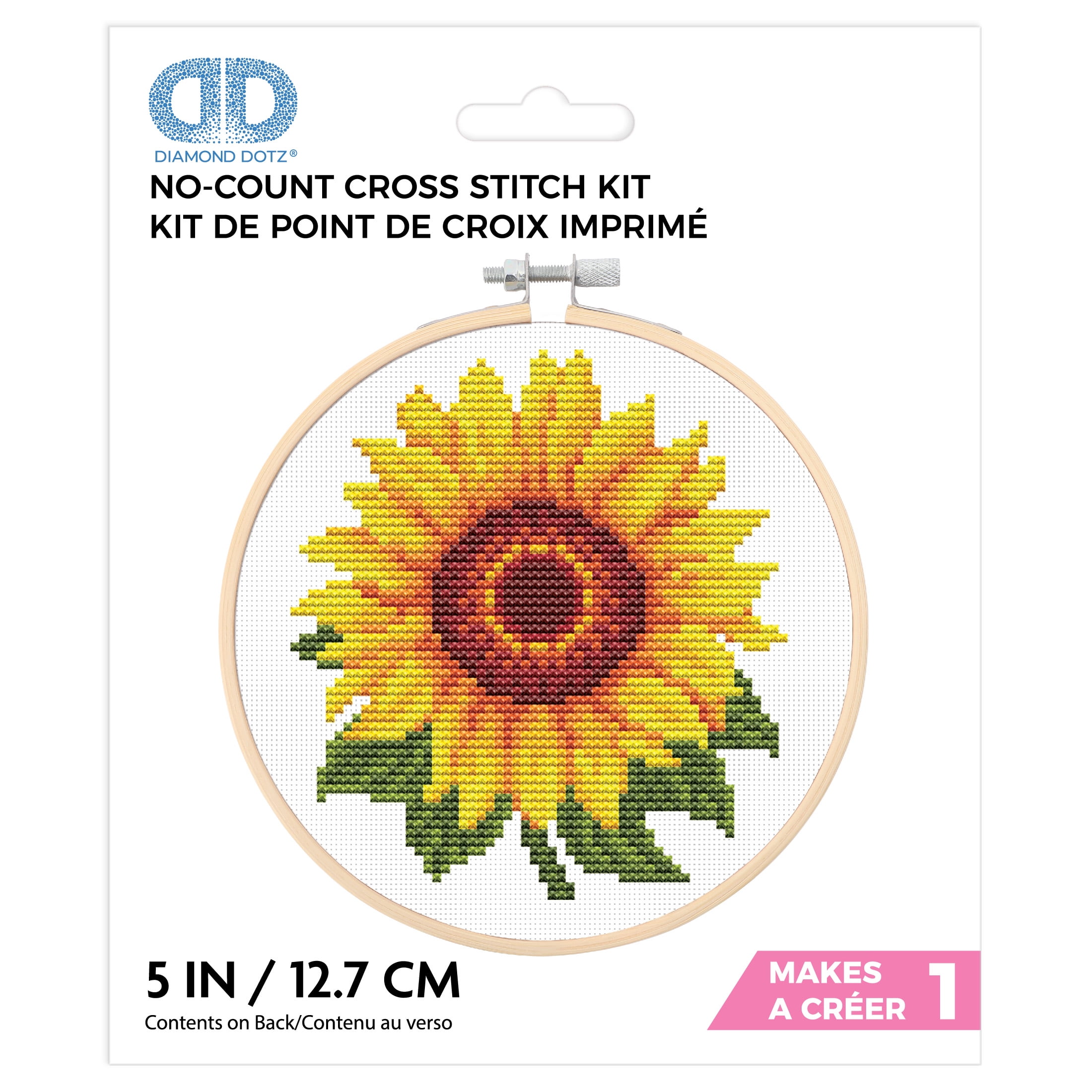 DIAMOND DOTZ® Sunny Sunflower Special Edition No-Count Cross Stitch Kit - 5" Round
