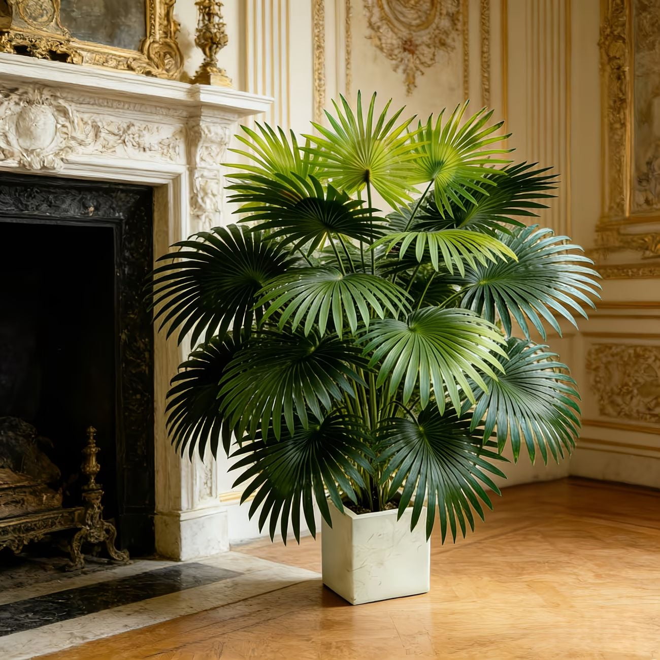 Outdoor Large Fake Fan Palm Tree,Weather Resistant Faux Plant for Patio Garden Decor | No Pot 33.46in 2Pack