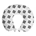 thumbnail image 1 of Geometric Travel Pillow Neck Rest, Intricate Circles in Round Squares Monochrome and Futuristic Layout, Memory Foam Traveling Accessory Airplane and Car, 12", Charcoal Grey and White, by Ambesonne, 1 of 2