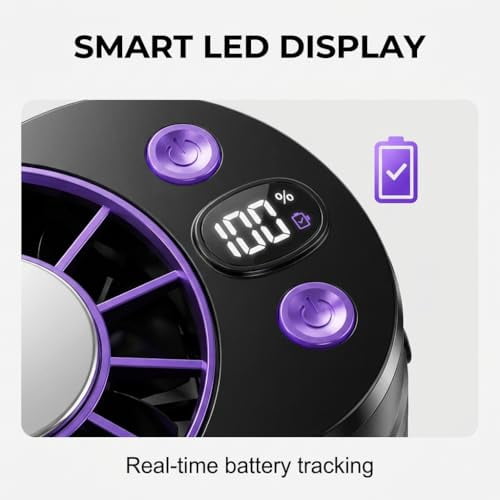 2026 New Car Clip on Air Conditioner Fan with LED Display, 360° Rotation Personal Cooling Fan, Portable Mini Cooling System for Auto Vehicle USB Rechargeable, for Cars, Work, Camping
