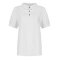 thumbnail image 3 of yunLCZ Basic T Shirts Cotton Linen Shirts For Women Summer Short Sleeve Casual Collared Work Blouse Tunic Tops, 3 of 4