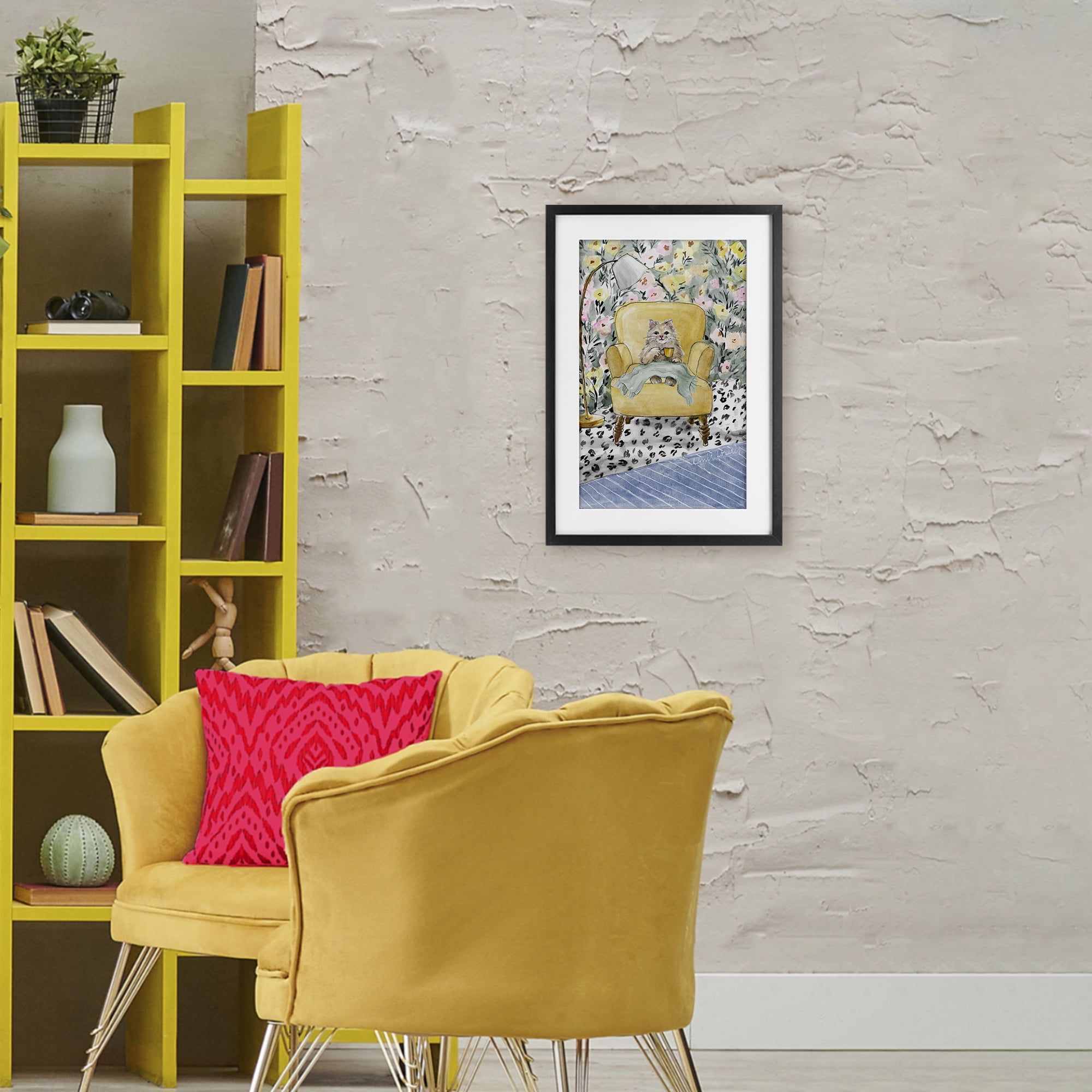 Stupell Industries Cozy Cat Relaxing Black Framed Print Under Glass, design by Lanie Loreth