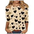 thumbnail image 2 of Viikei Womens Clothes Plus Size,Sweatshirts for Women Loose Fit,Fashionable Women's 3/4 Sleeve Valentine's Day Printed Round Neck Pullover Top Multicolor S, 2 of 5