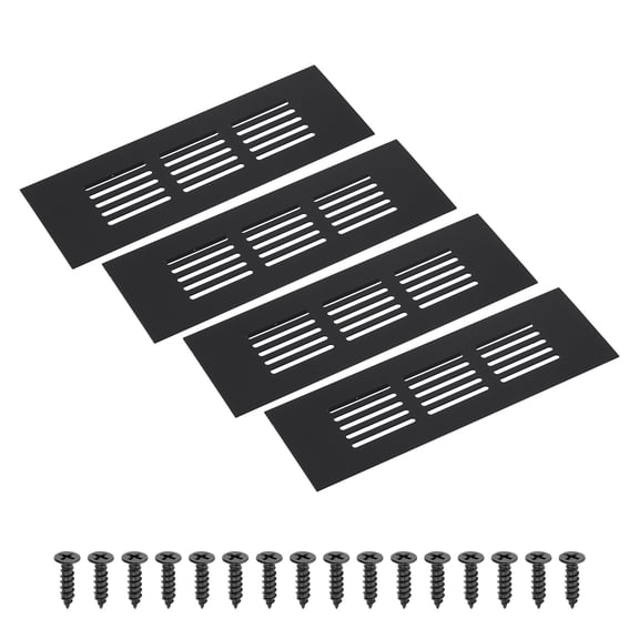 Uxcell 6 x 2 Inch Rectangle Ventilation Grille, 4PCS Aluminum Air Vent Cover, Black