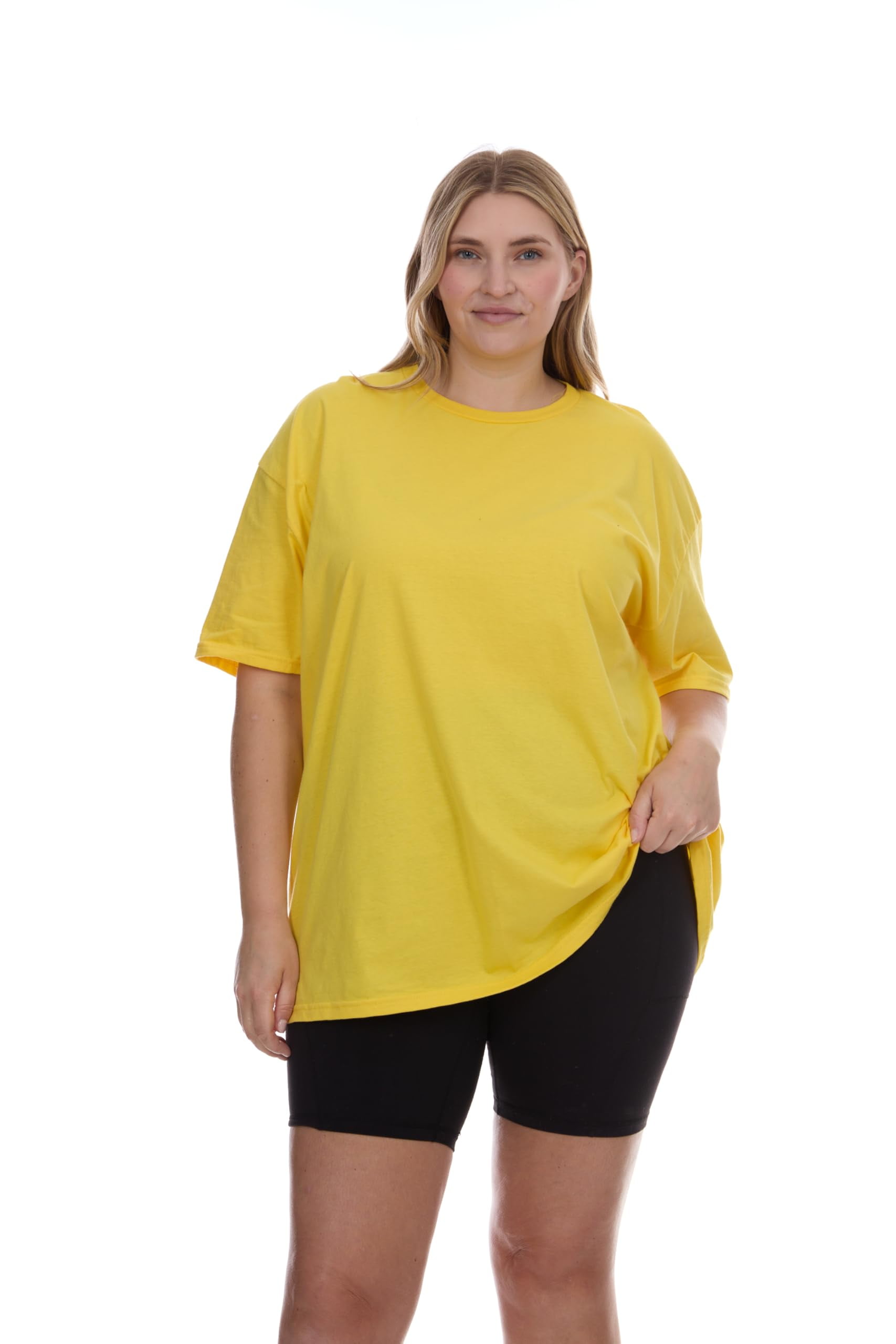 BILLIONHATS 12 Pack Womens Oversized Cotton T-Shirts, Crew Neck Short Sleeve Baggy Loose Tops Oversize Tees Color Assorted, Size 5X-Large