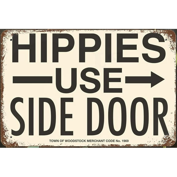 JUSIP Hippies Use Side Door Wall Art Decor Vintage Metal Tin Sign  8x12 Inch