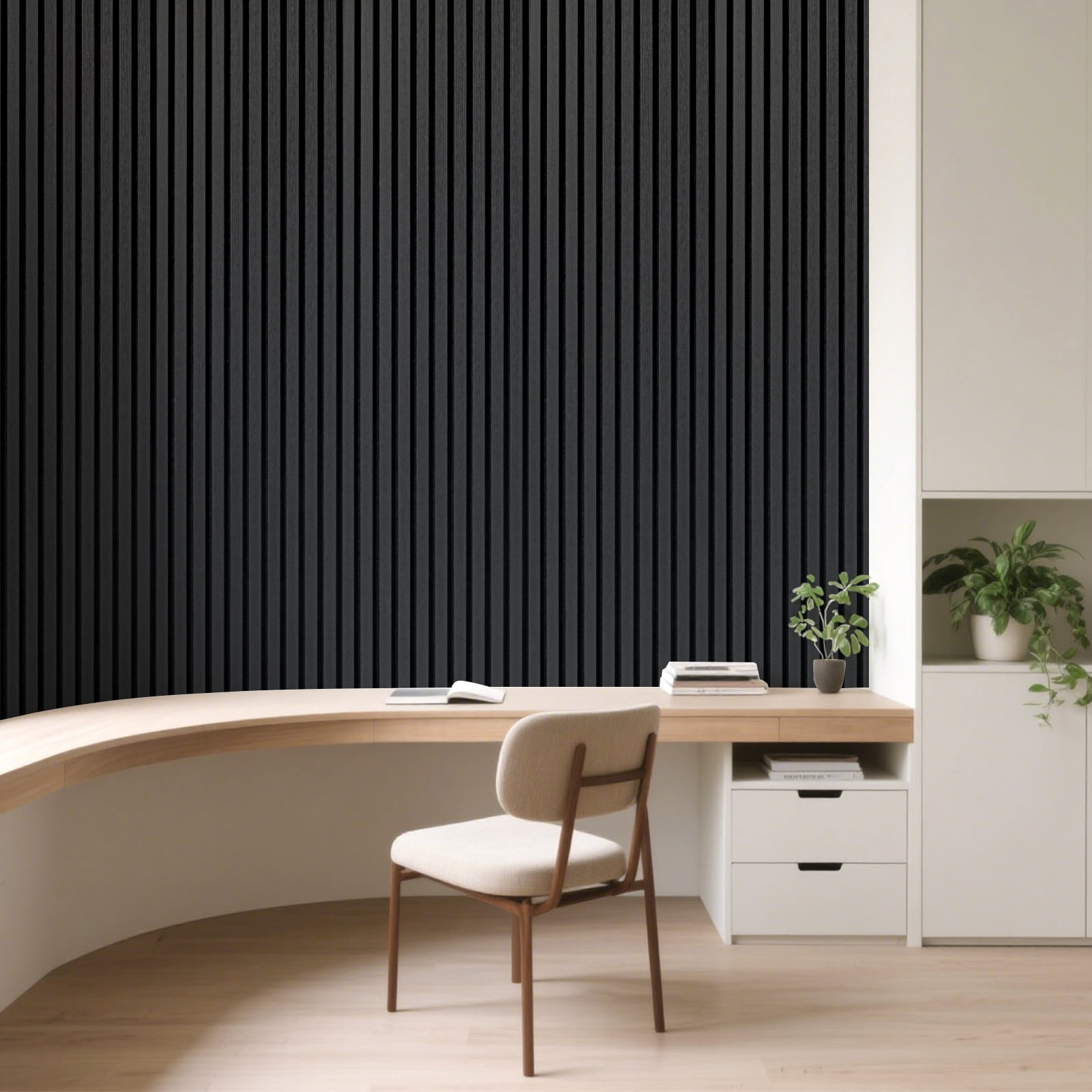 2 Pcs 95.3'' x 23.8'' 3D Slat Wall Paneling,Sound Absorbing Wall Panls for Living Room,Curved Wall Décor(30.9 sq.ft./Case)