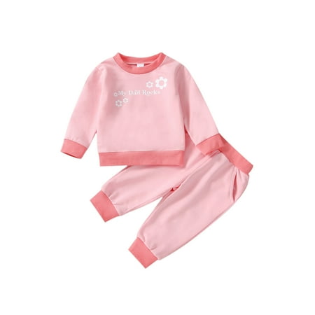 

Canrulo Lovely Baby Girls Boys Clothes Cartoon & Letter Print Long Sleeve Sweatshirt Tops Pants 2pcs Set Pink 6-12 Months